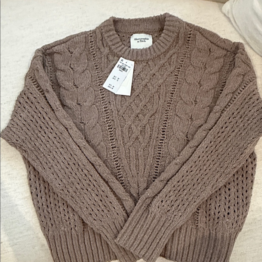 Abercrombie & Fitch Taupe Cable Knit Sweater